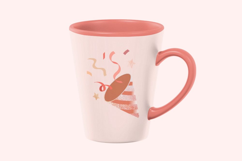 Ceramic coffee mug mockup, pink design