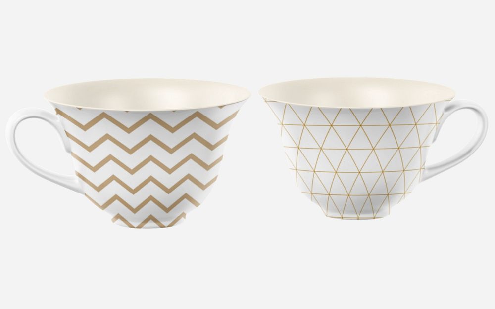 Tea cups mockup, abstract pattern product design