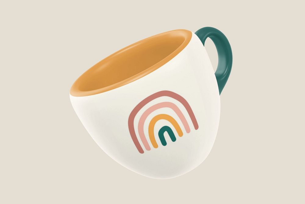 Ceramic espresso cup mockup, rainbow design