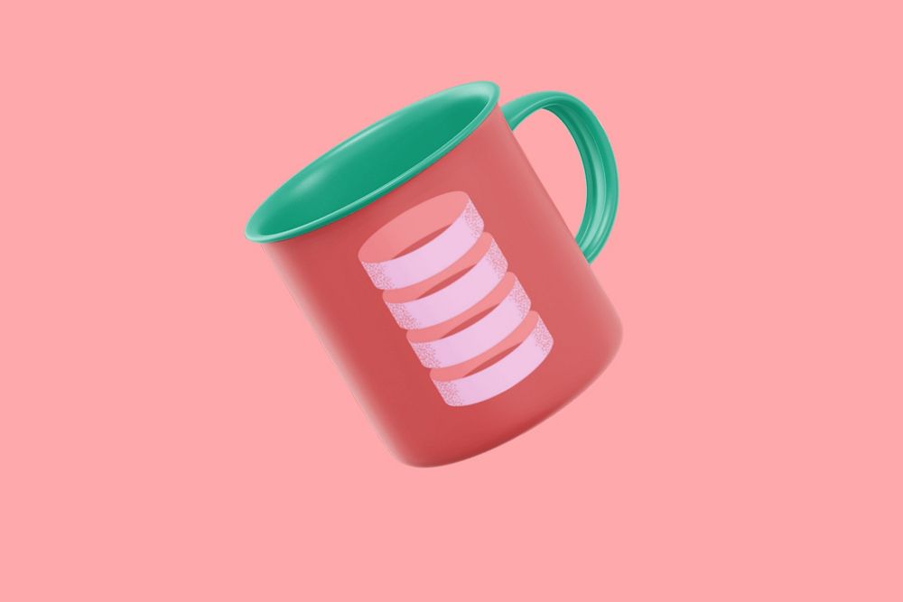 Camping mug mockup, red product design