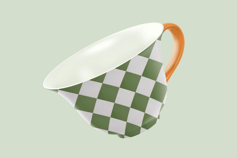 Tea cup mockup, checkered product design