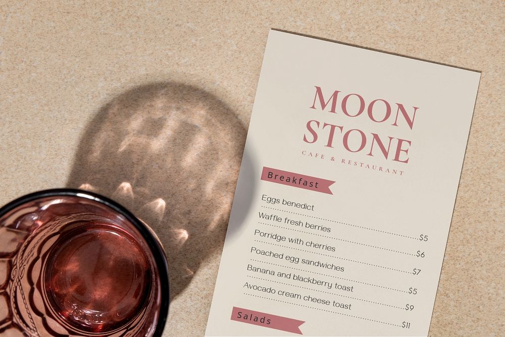 Restaurant menu flyer mockup, editable stationery