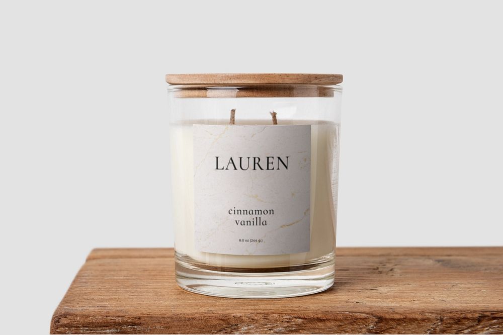 Scented candle label mockup, editable product design