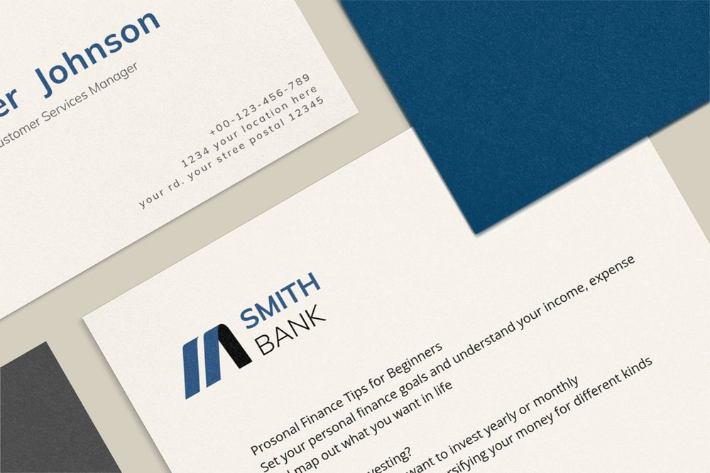 Bank business card mockup, modern branding