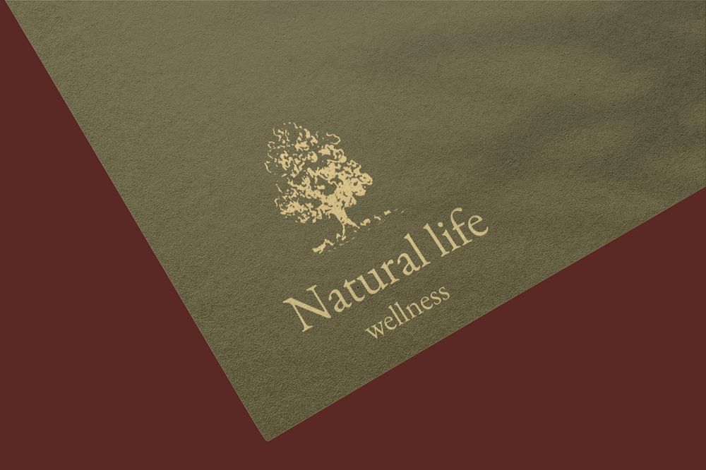 Business branding paper mockup, tree logo design