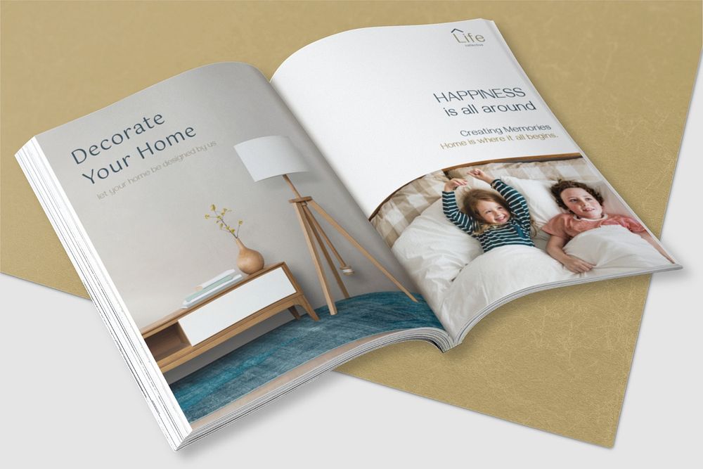 Interior magazine mockup, editable book