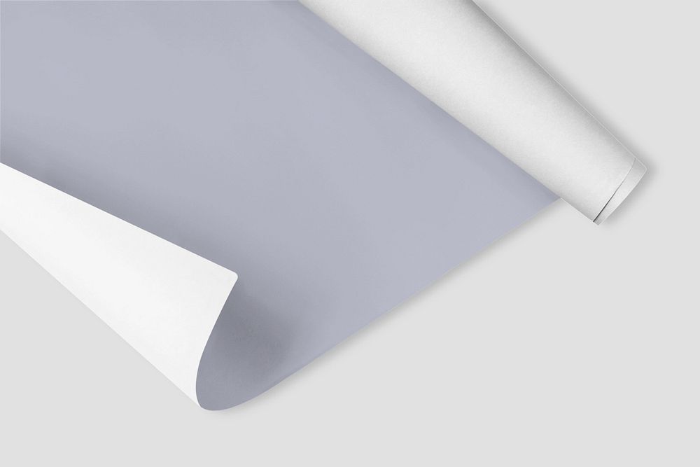 Rolled paper flyer mockup, off white design