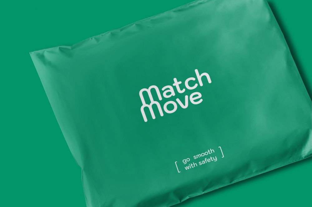 Green plastic parcel mockup, editable design