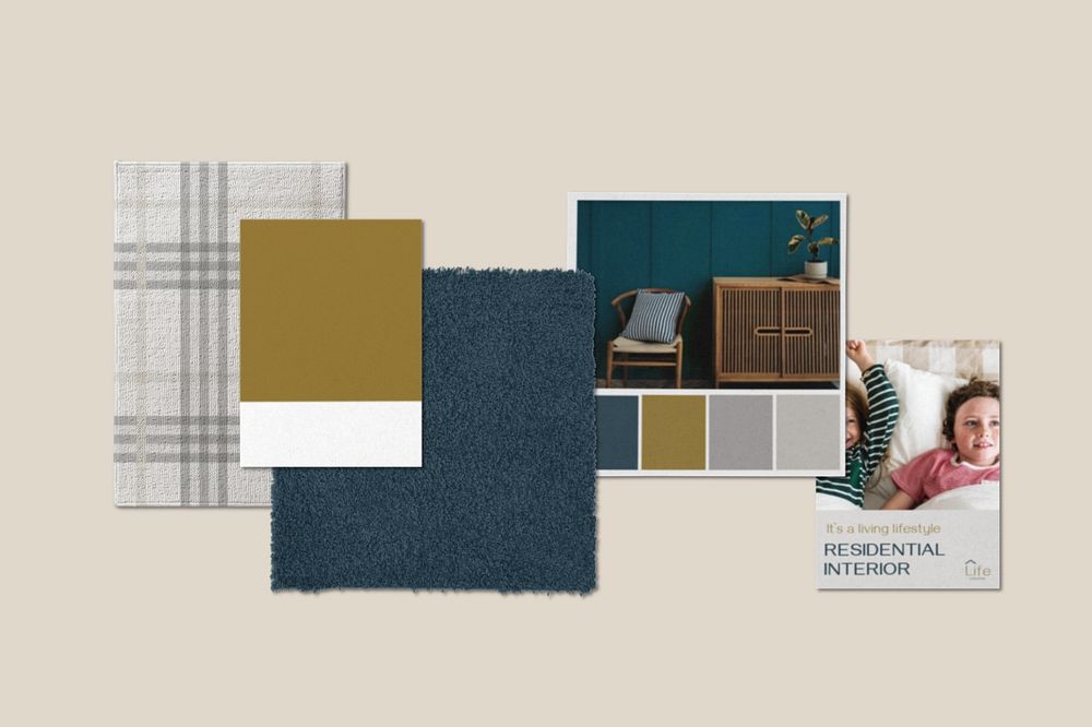 Home interior mood board mockup, editable design