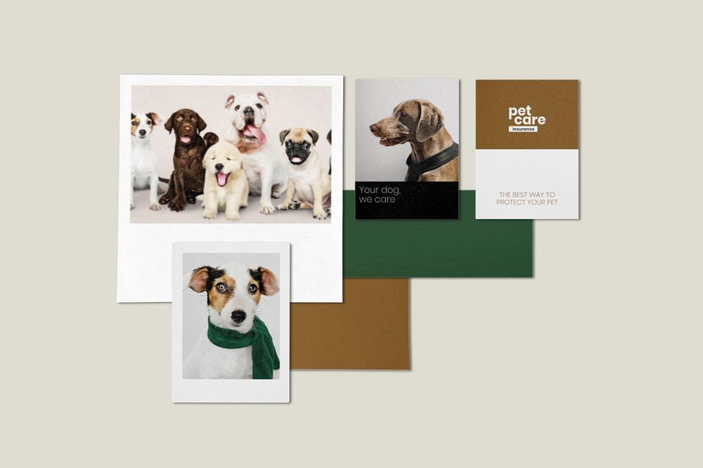 Pet mood board mockup, editable design