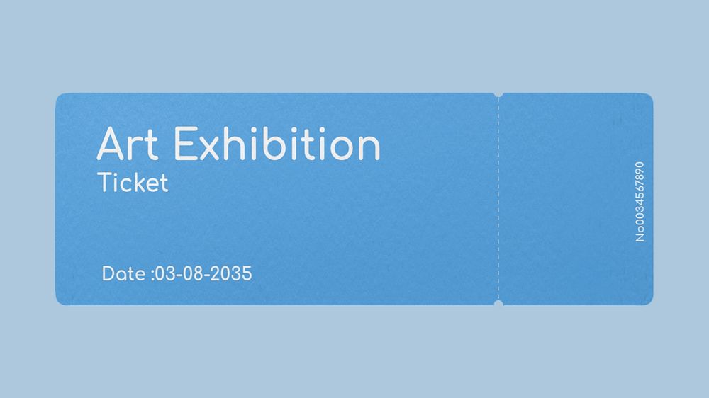 Exhibition ticket mockup, blue 3D rendering design