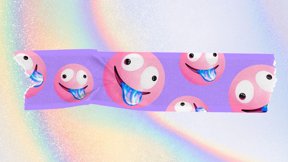 Washi tape mockup, smiling face kidcore design