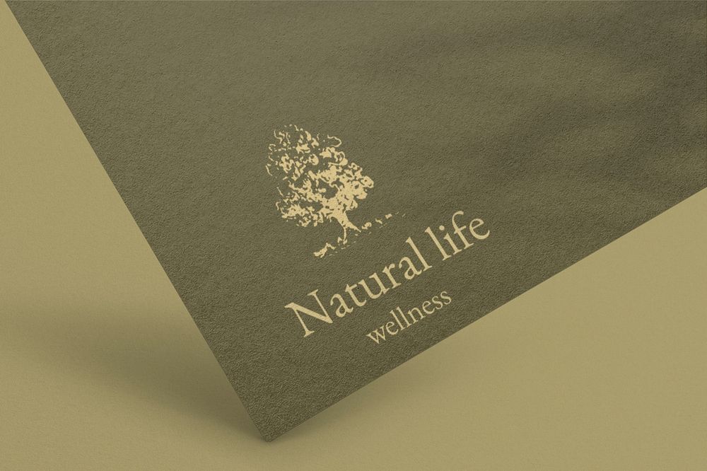 Business branding paper mockup, tree logo design