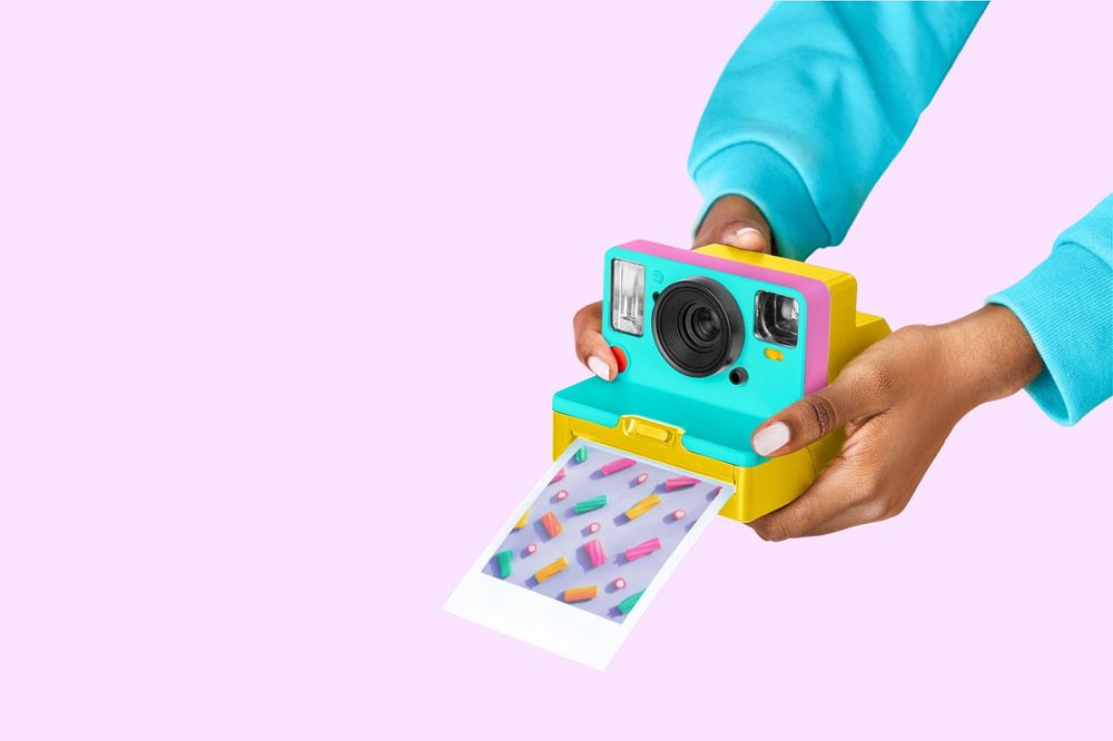 Instant photo film frame mockup