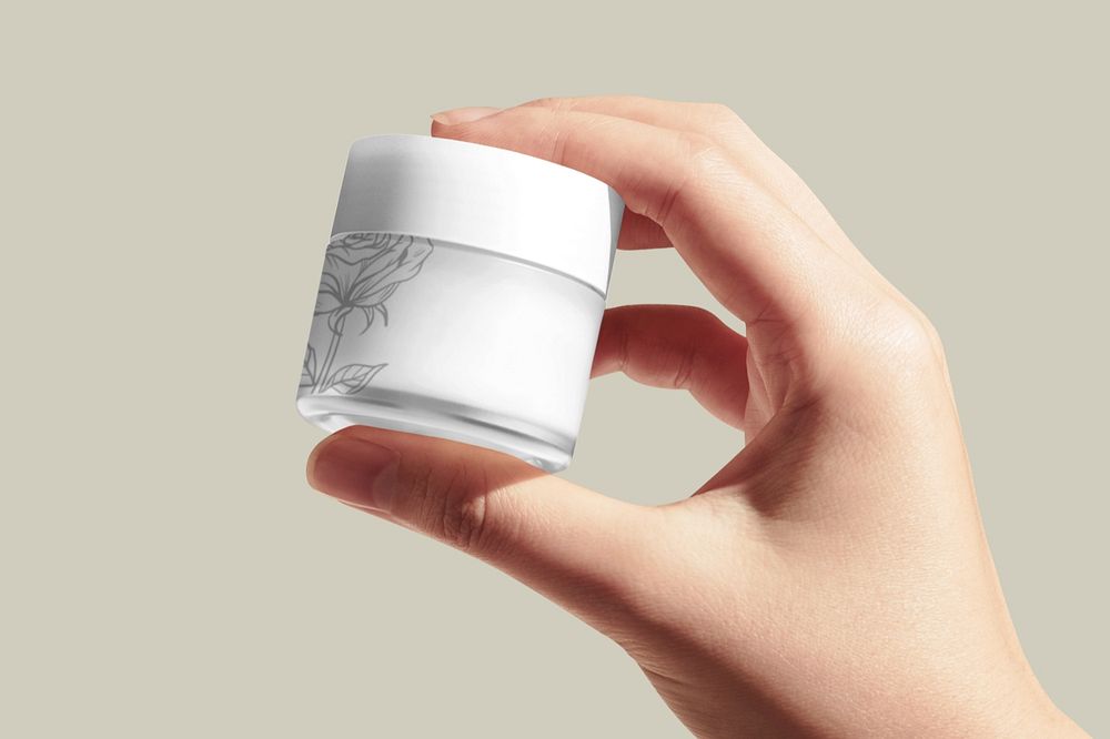 Skincare jar mockup, beauty product packaging