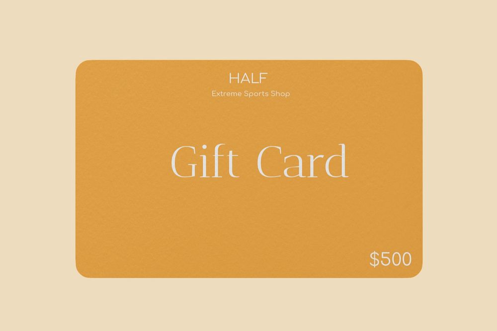 Gift card mockup, yellow 3D design 