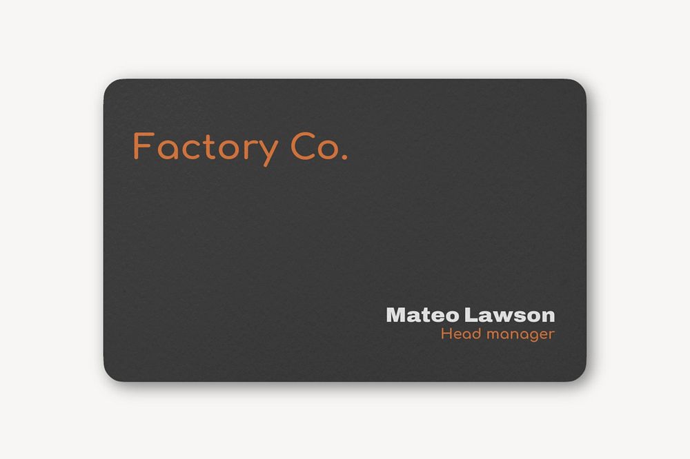 Business card mockup, black 3D design 