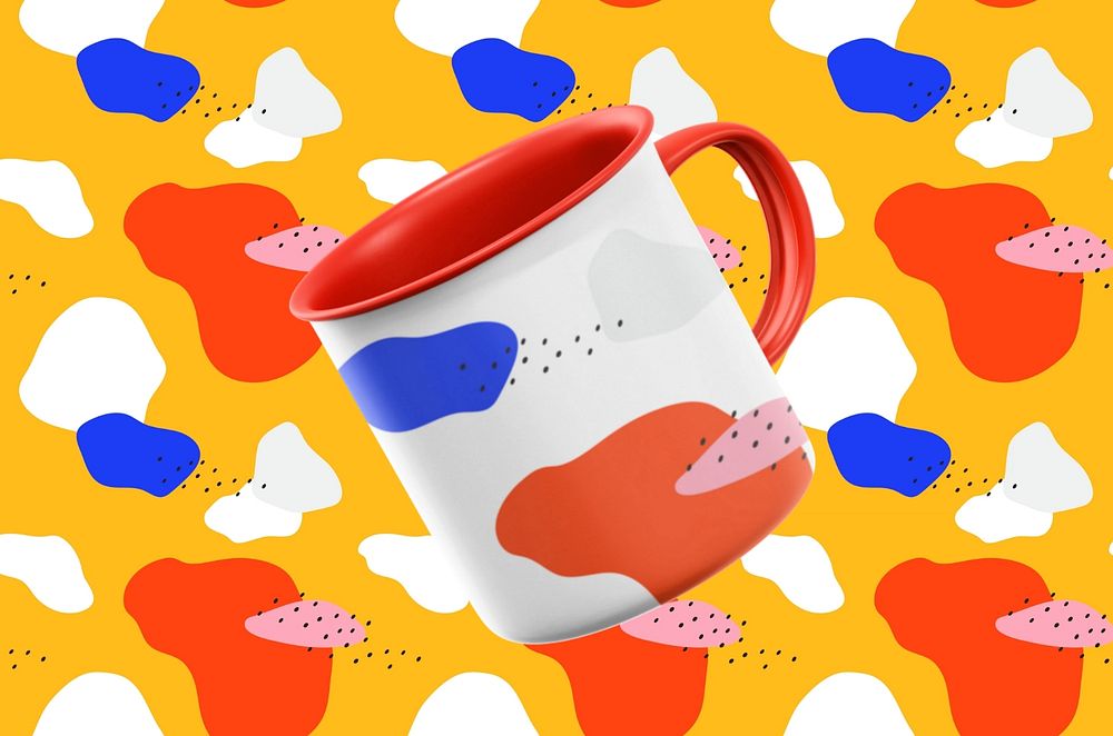 Coffee mug mockup, colorful product design