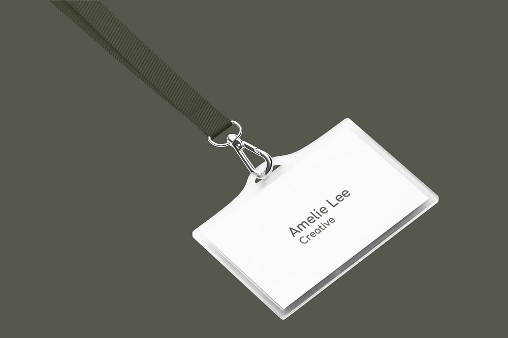 Staff card mockup, green 3D design 