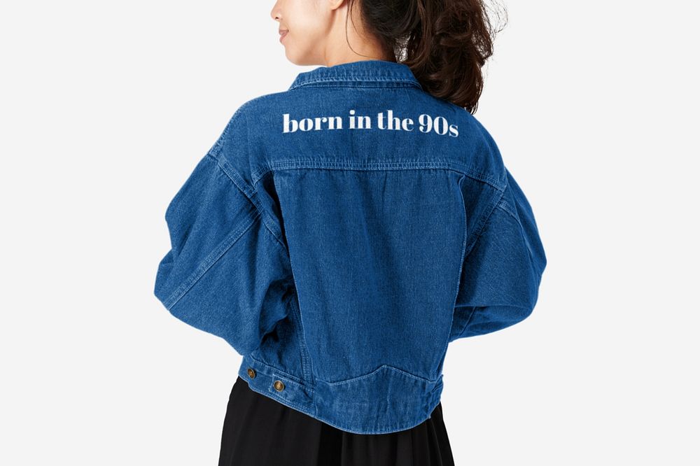 Editable denim jacket mockup, women's fashion design