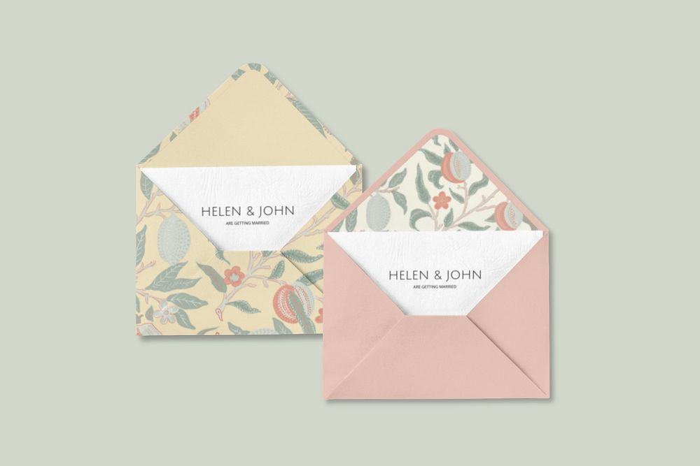 Editable pastel envelop mockups, invitation card design