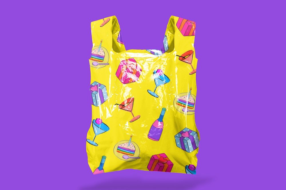 Plastic bag mockup, editable design 