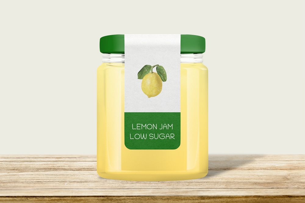 Jam jar mockup, editable label branding design