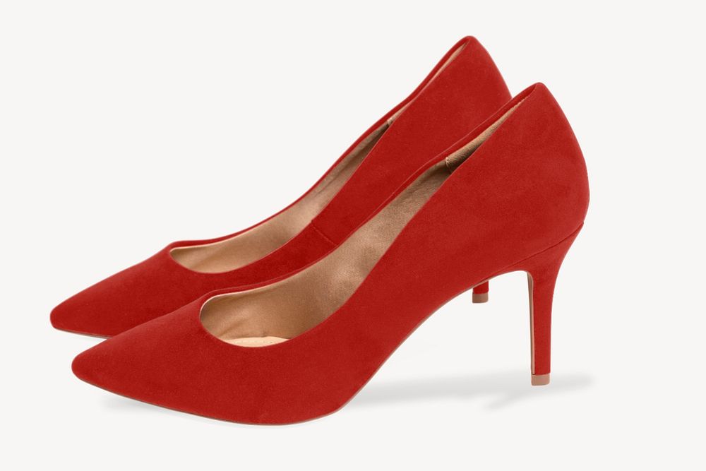 Editable red high heels mockup, women's footwear design