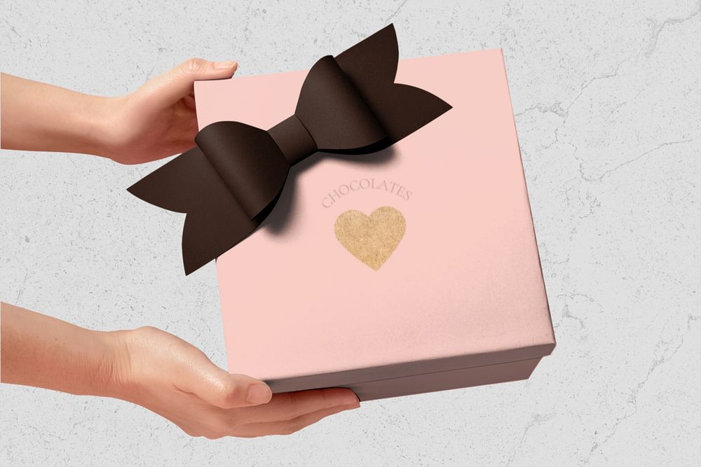 Valentine's gift box mockup, editable design