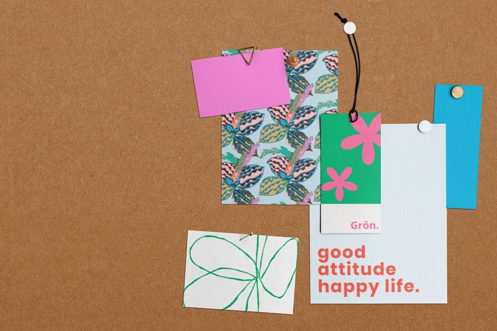 Mood board mockup, editable label design