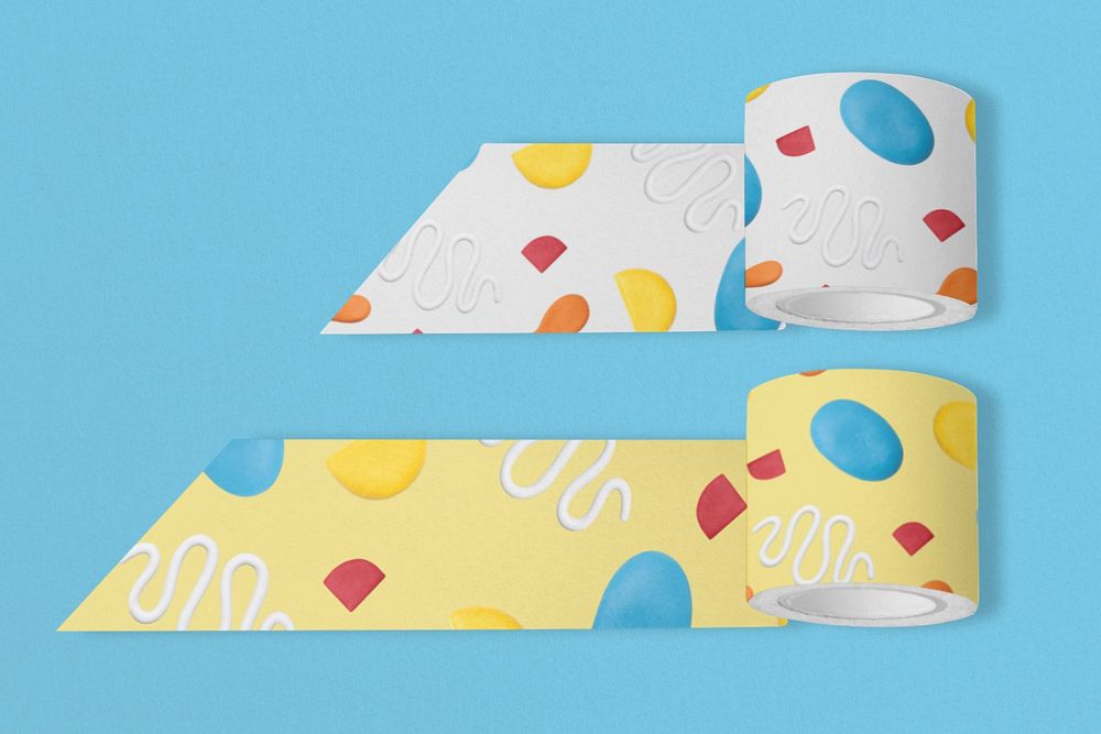 Washi tape stationery mockup, editable abstract plasticine clay pattern design