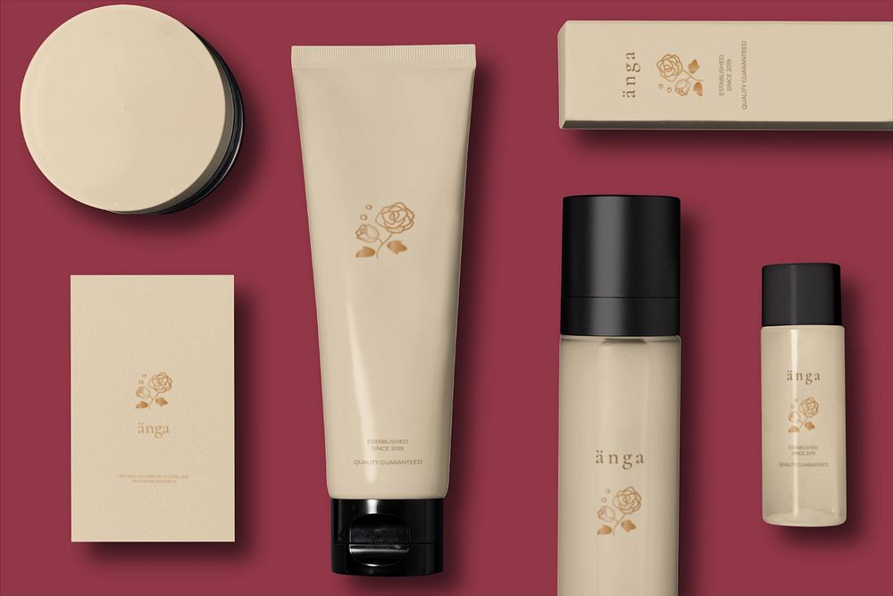 Cosmetic product packaging mockup, editable design