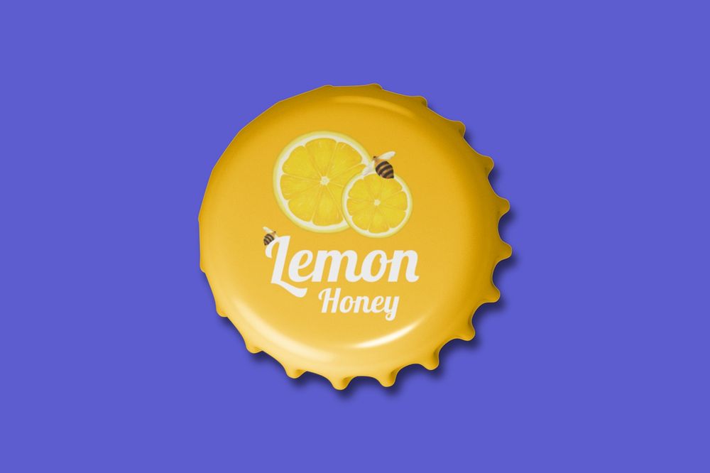 Editable yellow bottle cap mockup, product design