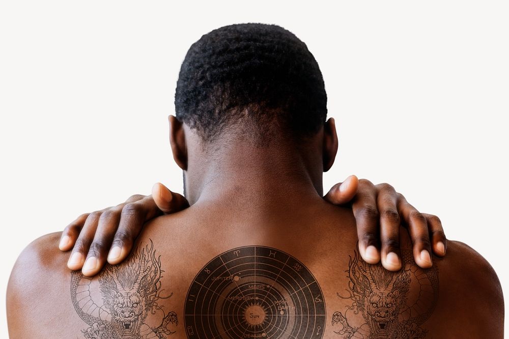 Tattoo mockup, editable man's back design