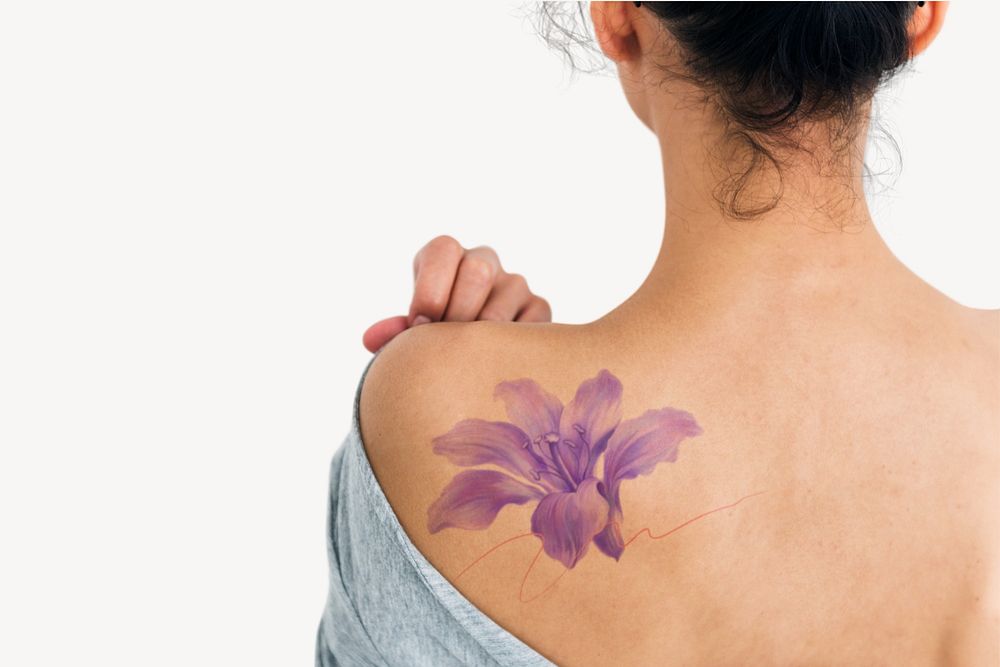 Tattoo mockup, editable woman's back design