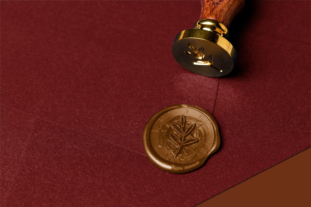 Wax seal stamp mockup, editable design