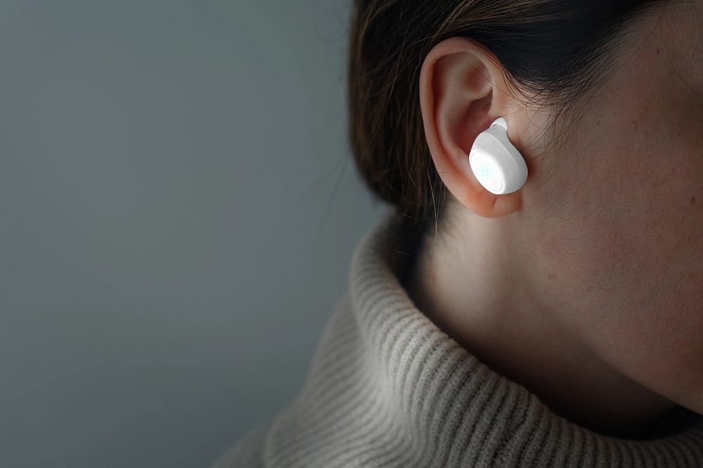 Earbud digital device mockup, editable design