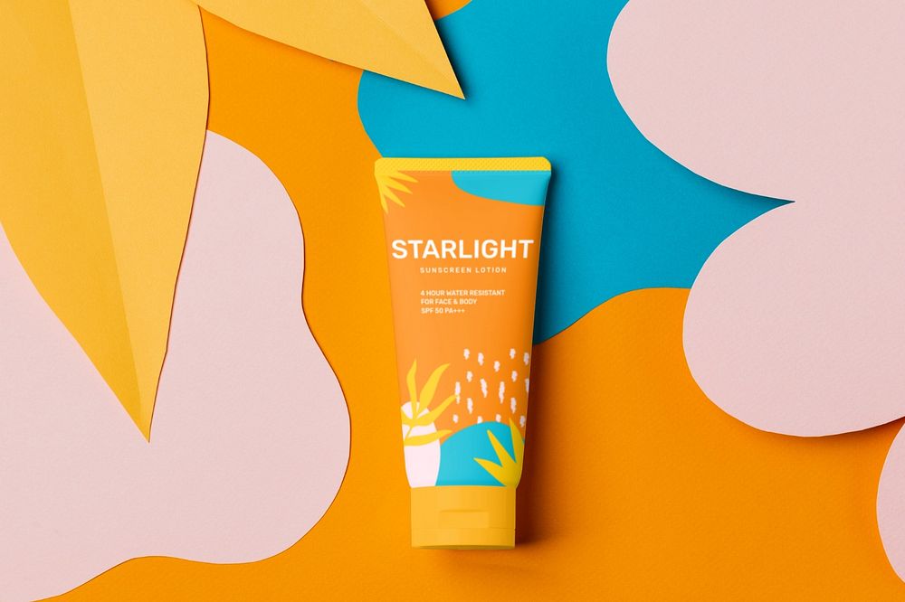 Sunscreen tube mockup, editable design