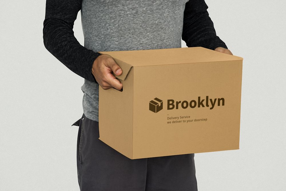 Parcel box mockup, editable delivery product packaging design