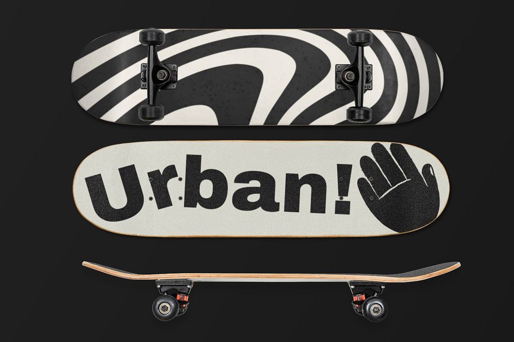 Skateboard mockup, editable product design