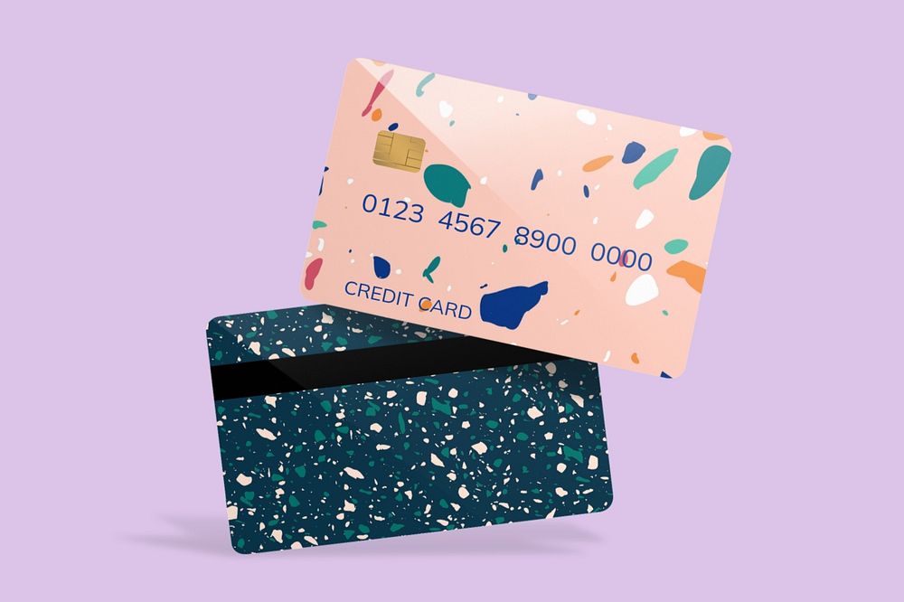 Terrazzo credit card mockup, editable design