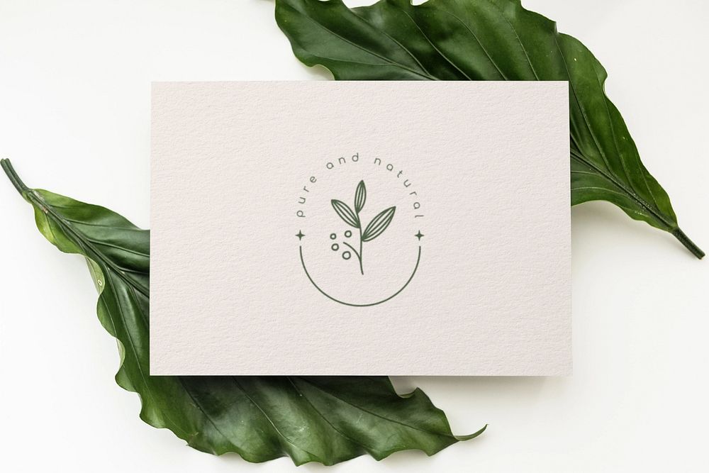 Botanical business card mockup, editable design