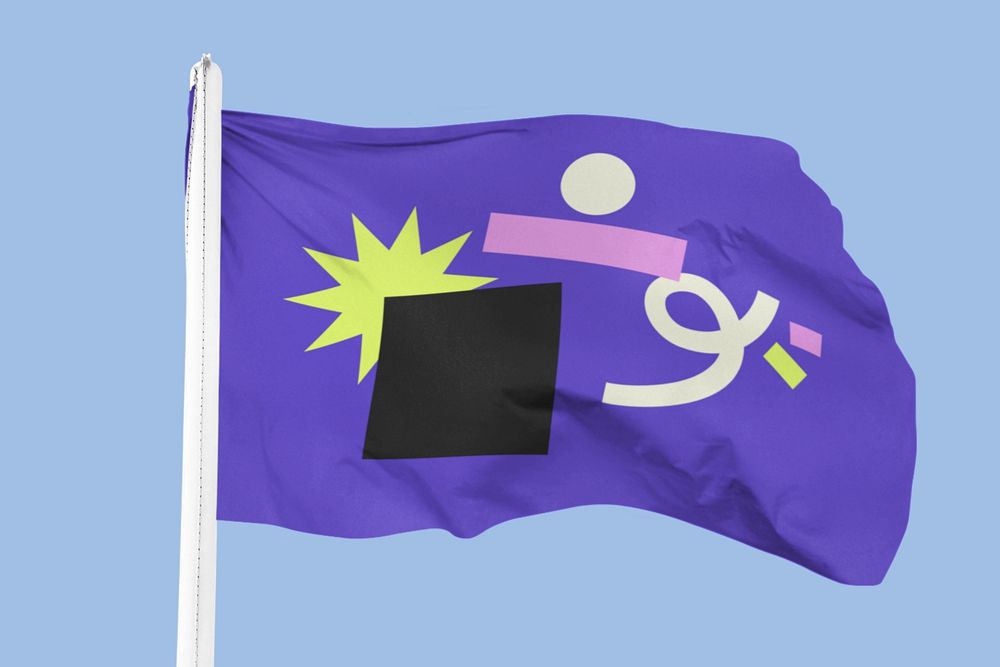 Waving flag mockup, editable design