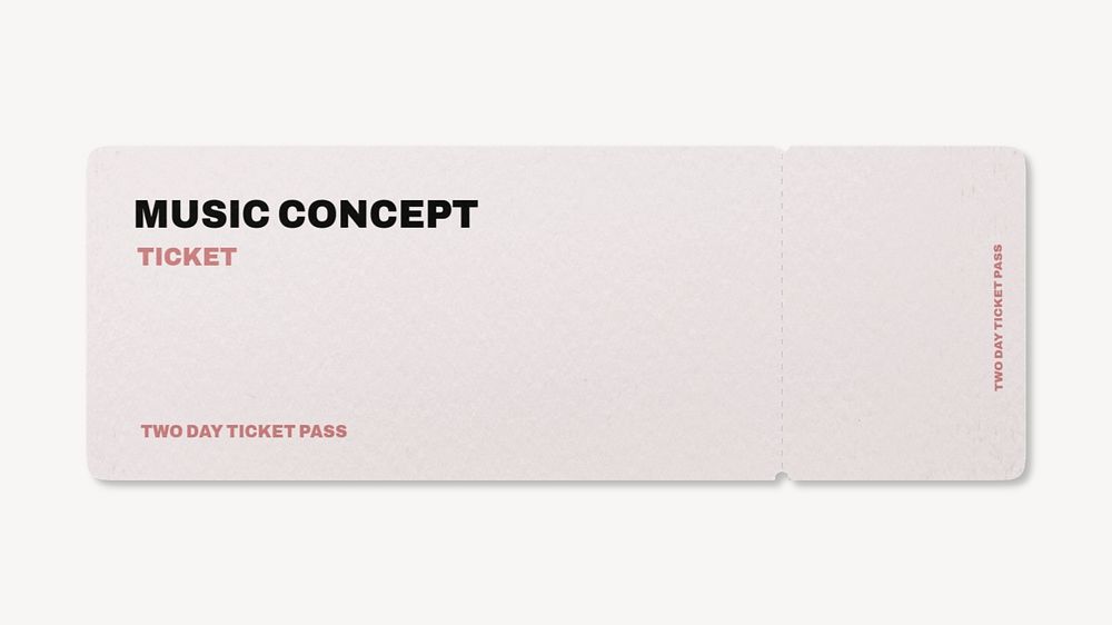 Concert ticket mockup, 3D rendering design 