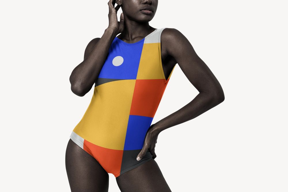 One-piece swimsuit mockup, Summer fashion