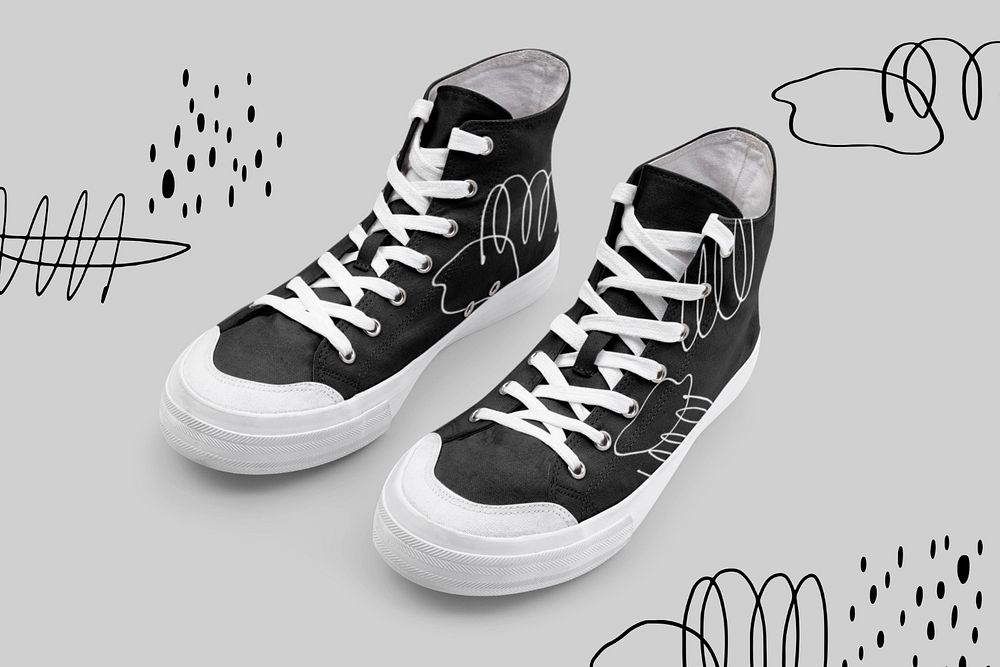 Top sneakers mockup, line art graphic design