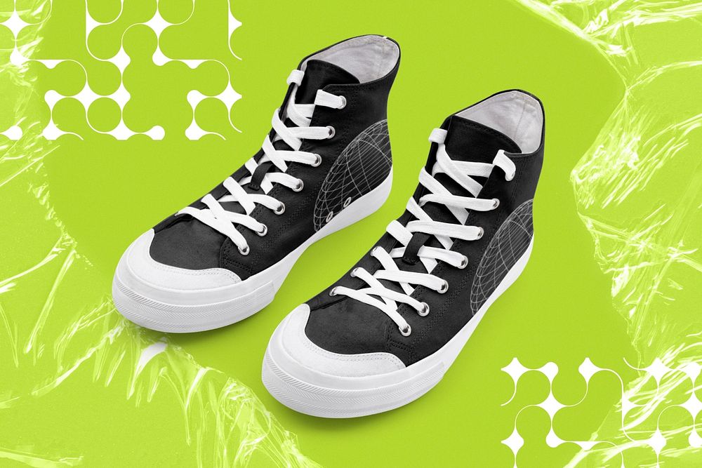 High top sneakers editable mockup, shoes design