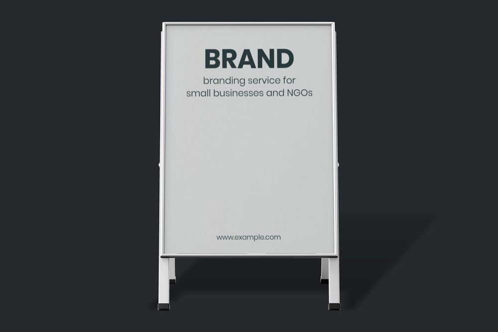 Foldable a-frame sign mockup, business branding