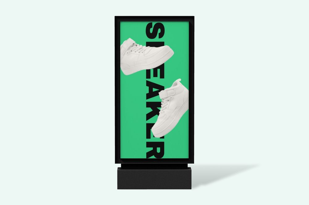 Bus stop advertising sign mockup, 3D rendering