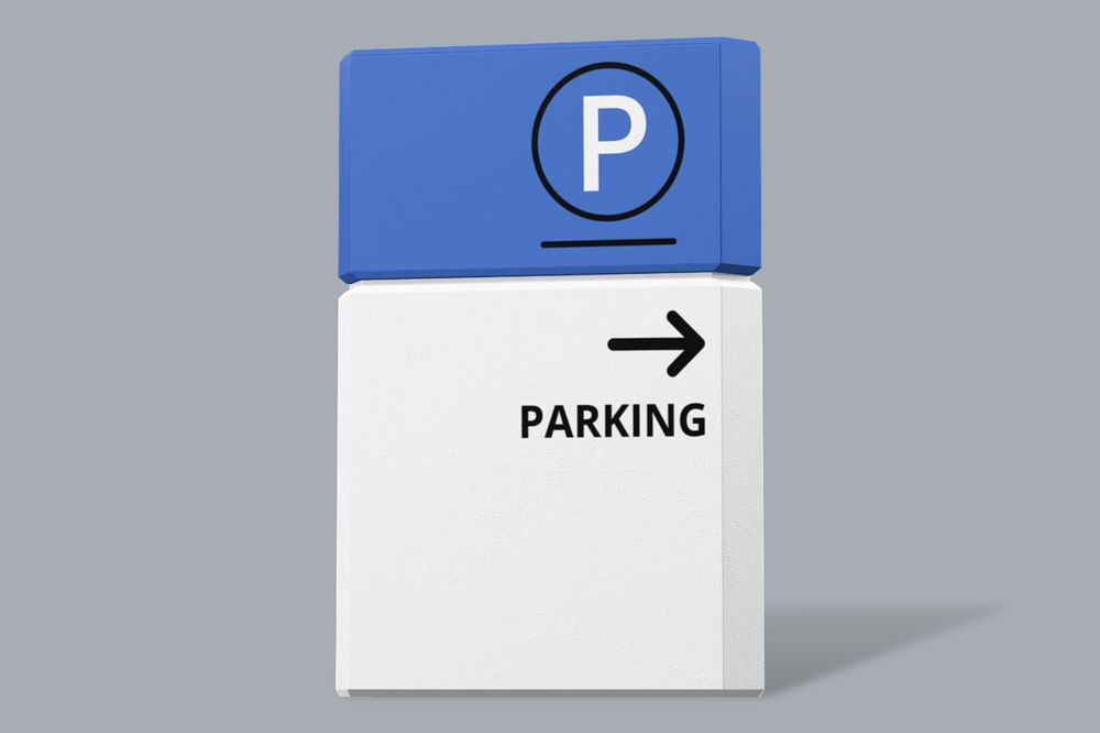 3D pylon sign mockup, parking direction